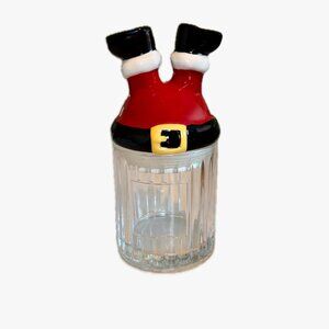 Santa Glass Storage Jar Candy Tea Container Christmas Decoration